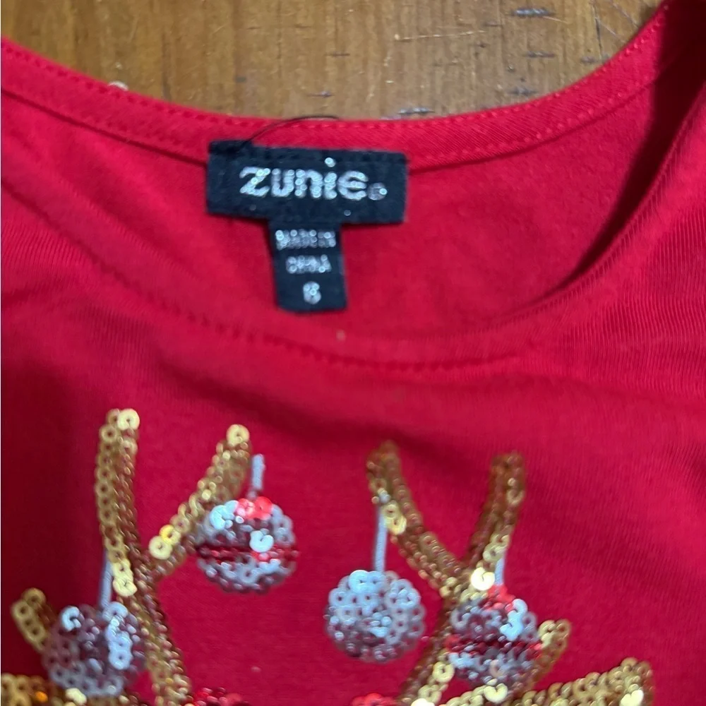 Zunie Festive Red and White Reindeer Dress